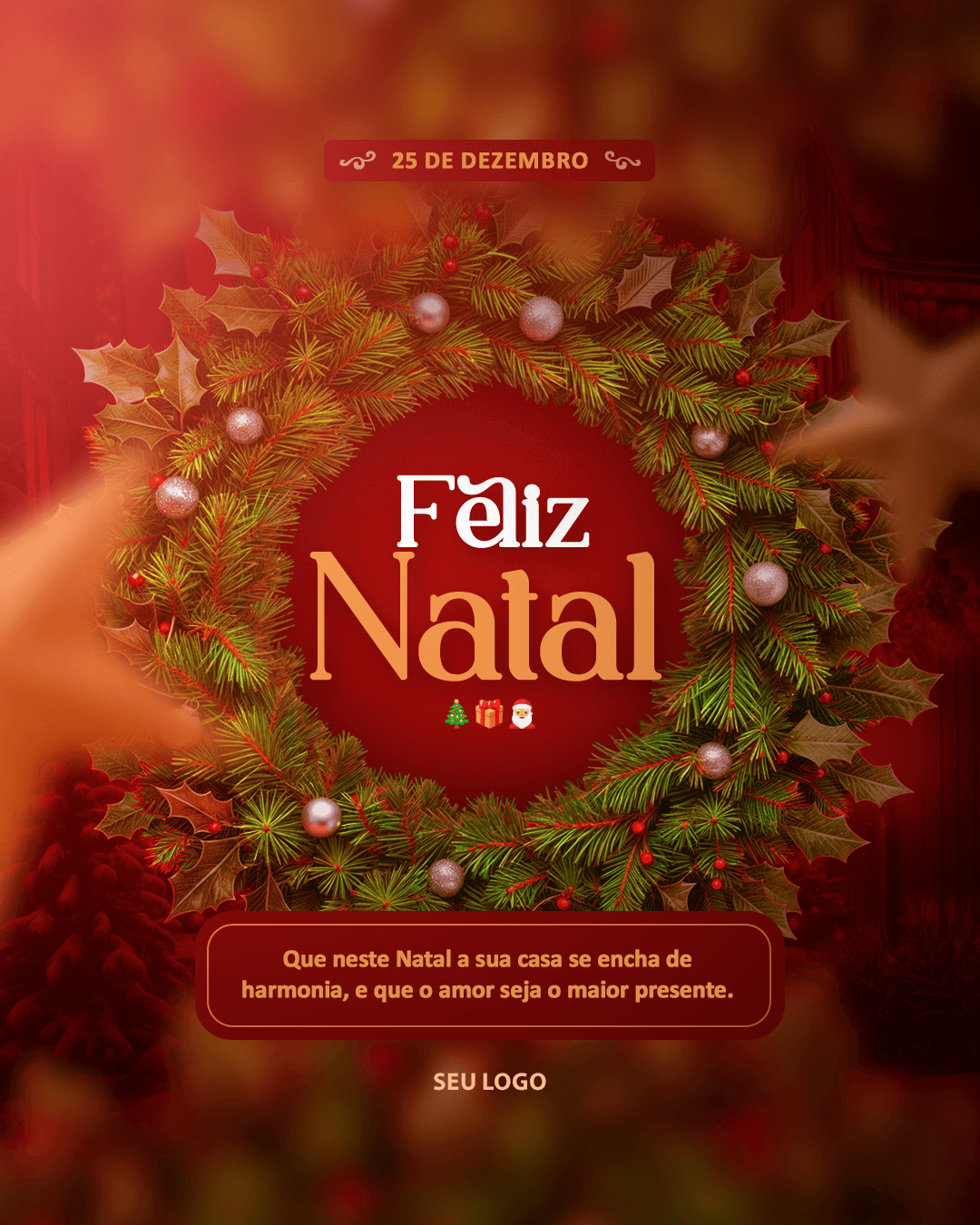 50 PSD Natal Christmas Papai Noel 2024 editável Feed