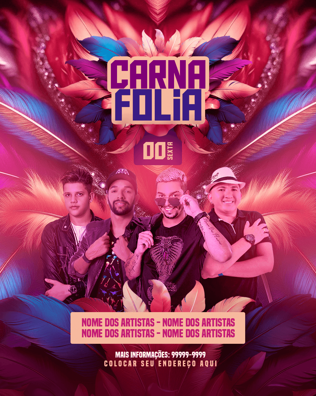 58 PSD Show Evento de Carnaval Carna Folia Bloco Editável Feed